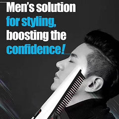 SYGA Electric Men's Hair Styler Beard Mustache Comb Iron Beard Straightener Comb Portable Hair Straightening Brush Travel Portable Styling Comb Beard Iron Multifunctional Straightening Brush