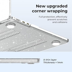 EooCoo Case for MacBook Air 15 inch M5 M4 M3 M2 2026-2023, Sparkly Clear