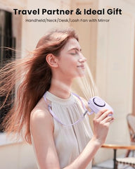 Gaiatop Portable Hand Fan with Makeup Mirror, Cute Camera Design, 3 Speed USB Rechargeable Mini Fan with LED Display, Multifunctional Neck Fan for Camping Travel Outdoor (Red)