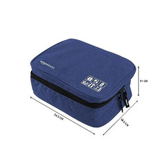 Amazon Basics Travel Organiser for Electronic Accessories, Flexible Padded Dividers, Waterproof, Foam Padding, for Cables, Chargers, Hard Disk, Power Bank (Blue)