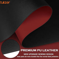 Tukzer Extended Vegan PU Leather Mouse Pad Desk mat Smooth Reversible Dual Color Splash Proof Anti Fray Stitched Edges Non-Slip Mousepad for Laptop Notebook Gaming Computer(Blue & Yellow 90CM X 45CM)