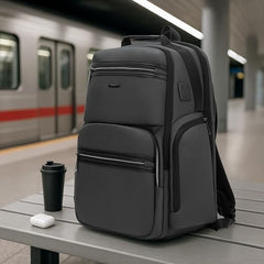 ICON The Overnighter Laptop Backpack 30L | Durable Oxford Fabric, Fits 15.6" Laptops | USB Charging Port, Luggage Sleeve | Water-Resistant, Multipurpose Unisex Bag for Short Trips - Blue.
