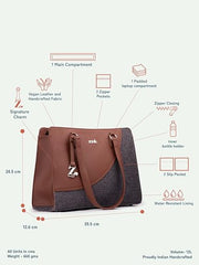 ZOUK Office Essential Bag | Jute | Vegan Leather Handcrafted Tote Bag With Double Handle Shoulder Strap | Bristel