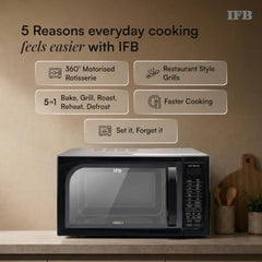 IFB 30L Convection Microwave Oven with 360 Degree Motorized Rotisserie 101 Auto Cook Menus (30BRC2, Black, Auto Defrost, Grill Mode, Combi-Cook Modes, 10 Power Levels)
