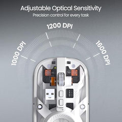 Portronics Toad 8 Transparent Wireless Bluetooth Mouse with Dual Wireless (BT + 2.4 GHz), Rechargeable Battery, Noise-Free Clicking, Show/Hide Desktop, Multi-Device Pair, Adjust Sensitivity (Grey)