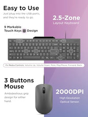 Lenovo 305 USB-C Wired Keyboard & Mouse Combo, Black, Spill-Resistant, Narrow Border, Adjustable Tilt, Full-Size Keyboard & Mouse, Compatible with Laptop, PC, Tablet, USB-C Connectivity Gaming Office