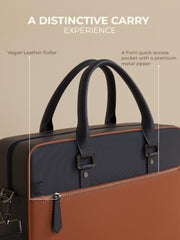 EUME Commute Laptop Bags for Men & Women Office Use| Gift | with Padded Compartment | Vegan Leather & Nylon Fabric | Fits Up to 15.6" Laptop & MacBook, 11L, Black & Forest Green