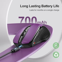 TECKNET Wireless Mouse, BT 5.0/2.4G, Rechargeable 6-DPI Silent, Grey