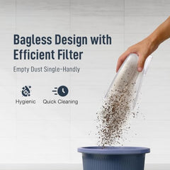 KENT Dash Vacuum Cleaner | 600W | High Suction Power >16 kPa | Cyclone5 Technology and HEPA Filter | Bagless Design | Ideal for Floor, Curtain, Carpet, Sofa & Car | Black & Blue