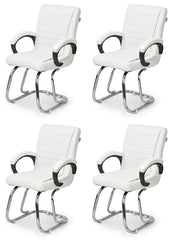 KITHANIA Executive Office Home Study Chair Library Chair with Cushioned Arm Rest & Seat Back, Reception or Conference Room Seating, 100 Kgs Limit (2, Pink, Double Pipe Chrome Frame)