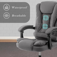 Casa Haus Italia Premium Leatherette Office Chair for Work | Boss Chair, Ergonomic Executive, Luxurious Cushioned Arms & Seat, 2 Point Back Massager, Heavy Duty Metal Base (Burgundy)