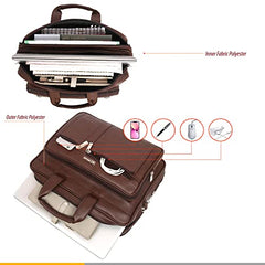 Zipline Laptop bags for men office use | Synthetic Leather laptop bag for Man women, 15.6" compatible Laptop, Macbook, Macbook Pro Messenger Bags for Men & Women (1-Brown Bag)