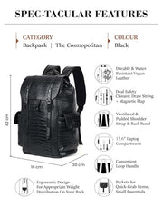 FUR JADEN 22L Vegan Leather Stylish Travel Premium Laptop Backpack for Men & Women | Water-Resistant | Fits Upto 15.6 Inch Laptop | Ideal for Office, College, Work & Travel (Yellow)