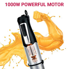 INALSA Hand Blender Mixer|1350W Copper Motor|Chopper,Coffee Beater/Frother,Whisker&Jar Attachment|Low Noise|20 Speed Control&Turbo Mode|BPA Free|Anti-Splash|2-Yr Warranty,Robot INOX 1350 Blend N Froth