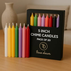 True Decor Wax 5" Red Pack Of 20 Chime/Spell/Mombati Unscented Candles || Red Candles For Stamina Good Luck Willpower And Courage || Burn Time 4 Hrs