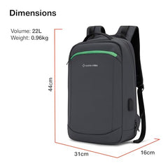 Nasher Miles Madison Passenger Workpack 22 Liters Water Resistant, Padded, Premium Reversed Polyester Black Yellow Laptop Backpack | USB charging| Unisex | Ideal For Office (Black & Yellow)