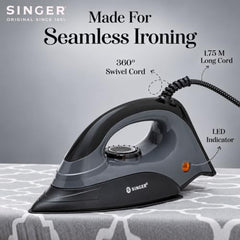 SINGER STEAMINATOR 8 Bar 2600 W Steam Generator Iron | 100 g/min Continuous Steam | 1.5L Water Tank | Ceramic Soleplate | Vertical Steam | Auto Shut-Off | Heavy Duty | ISI Certified | 2 Years Warranty