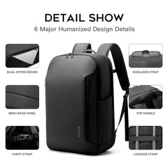Red Lemon BANGE Venture 30L Laptop Backpack for Men & Women | Large Backpack with YKK Zippers | Water-Resistant, Durable Oxford & Nylon Fabric Fits 15.6" Laptops for Office & Travel (Black)