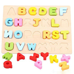 SYGA Educational Wooden Alphabet Block Puzzle Uppercase Letter Learning Toy