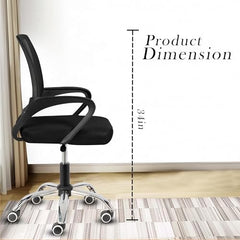 Casa Copenhagen Mesh Mid Back Office/Study/Computer/Revolving/Desk Chair for Work from Home -Metal Base, Height Adjustable Seat - Grey Milange & Black Handle