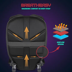 Hookaba Eye Rover LED Backpack 31L (Black) | Motorcycle Riding Bag With Programmable Screen | App Control & Water Resistant | Unisex Expandable Daypack For College, Travel, Laptop, Helmet