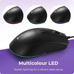 ZEBRONICS WAR M, Wired Gaming Mouse with 6 Buttons, High Precision Sensor, up to 4200 DPI, Gold Plated USB Interface, Breathing LED, 1.8m Braided Cable