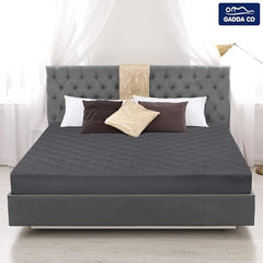 GADDA CO 100% Waterproof Premium Cotton Feel Mattress Protector King Size 78x72 Inch|Ultra Soft Breathable & Fitted Bed Protector Terry Cover Double Bed (6.5x6 feet, Fits 10 Inches, Grey)