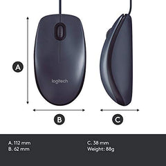 Logitech M100r Wired USB Mouse (Dark Black)