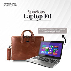 HAMMONDS FLYCATCHER Genuine Leather Office Bag for Men - 15.6 Inch Laptop Bag for Men for Professionals, Business Travelers - Adjustable Straps & Multiple Compartments - 1 Year Warranty - Brown