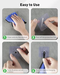MAHNTMART Self Adhesive Wall Hooks - Heavy Duty Transparent Hook for Photo Frames, Wall Clocks, Keys - No Damage, Easy Installation (Frame Hook, 10-pcs)