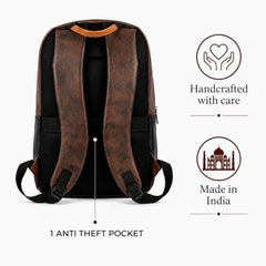 Treggo Premium 30L Anti-Theft Faux Leather Laptop Backpack for Men & Women, Water Resistant Large Travel Daypack, College School Office Casual Backpack with Laptop Compartment