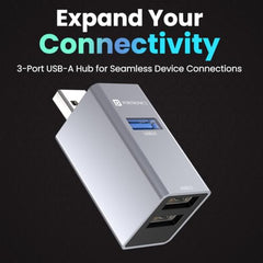 Portronics Mport Link A 3-Port USB-A Hub, 1x USB 3.0 (5Gbps) + 2X USB 2.0, Aluminium Alloy Body, Plug & Play for Laptop/PC (Grey)