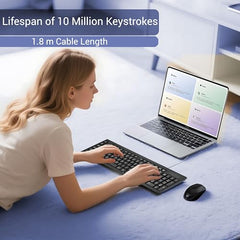 Ant - Wired Keyboard for PC, Laptop, Desktop, Computer, Notebook. USB Keyboard Compatible with Dell, Acer, HP, Samsung and More, with UK Layout – Black – 01