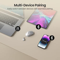 Portronics Toad Mino Rechargeable Bluetooth Mouse with Small Compact Size, Dual Wireless (Bluetooth + 2.4 GHz), Multi-Device Pair, Adjustable Sensitivity, for Laptop, PC, Tablet, Smartphone (Black)