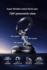 (1 Year Warranty) 360° N52 Strong Magnetic Vacuum Phone Holder, Strong Suction Mobile Mount for Car Dashboard, Windshield, Mirror & Smooth Surfaces, Hands-Free Universal Smartphone Holder - Black