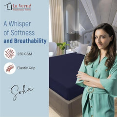 La Verne 100% Waterproof Premium Cotton Feel Mattress Protector Queen Size 78 x 60 Inches | Breathable and Hypoallergenic Ultra Soft Fitted Bed Protector Cover