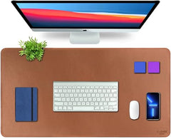 V-CUBE DESIGNS Premium Vegan Leather Desk Mat 90X45cm 2.4mm Thick&Padded|Laptop Mat/Extended Mouse Pad/Stitched, Reversible, Sturdy Deskspread with High Tear/Peel Strength|Anti-Slip,Splash-Proof|Blue