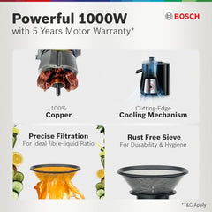 Bosch Plastic True Mixx Juicer Mixer Grinder, 1000W Standalone,Black MJ8720A1KI