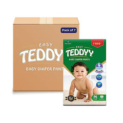 TEDDYY Easy Baby M Size Diaper Tape Style |126 Count (Medium) | 6-11 kgs (Pack of 2) | Quick Absorbency | Extra Super Soft | Anti - Bacterial | Wetness Indicator with Adjustable Grip Tapes