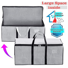 Storite Jumbo Super-Size 81 L Canvas Moisture Proof Heavy Duty Storage Bag | for Toys/Stationery/Blankets/Clothes/Moving Bags MultiPurpose With Strong Reinforced Handles Rectangular Cream (87x26x36 cm)