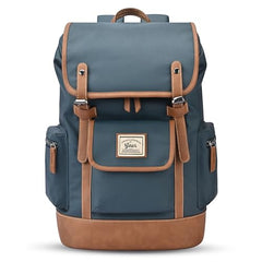 Gear Classic 16.5"/21L Medium Water Resistant Faux Leather Anti Theft Knapsack | Laptop Bag | Casual Bag | Travel Bag for Men/Women (Green - Brown)