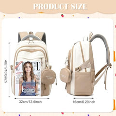 TS WITH TECHSUN College Laptop Backpack for Women & Teens with Zipper Pouch | School Bag for Girls 13-14 Years | 18 Inch Book Backpack | Travel School Bag, Tuition, Coaching (CAPYBARA - BROWN)