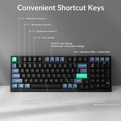 Keychron B35 Wireless Keyboard, 2.4 GHz/Bluetooth 96% Layout Keyboard with Numeric Keypad Silent Typing Launcher Support Ergonomic Angle Compatible for Mac Windows Linux