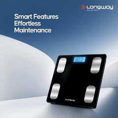 Longway Weight Machine for Home | Digital Bathroom Scale for Human Body Weight Measurement | Extra Thick Tempered Glass with LCD Display | 3 Years Warranty (Blue | Max Weight 180Kgs | Sapphire)