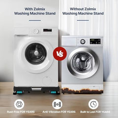 ZOLMIX® Adjustable Stainless Steel Washing Machine Stand for All Semi, Front & Top Load with Wheels & Anti Vibration Pads, Rustproof, Suitable with Fridge, Dishwasher & Air Cooler - (1 Year Warranty)