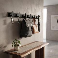 JAGGER JAG334 Wall Mounted Stainless Steel Wall Hooks for Hanging Cloth/Towel Hangers/Door Hangers/Hook Rail/Bthroom Hanger [ Combo Pack of 2 ] (Black, 6 PIN Hook)