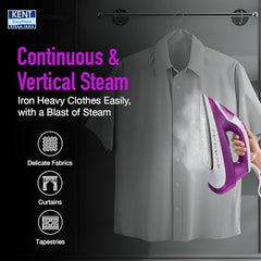 KENT Luxe Steam Iron|2000 Watts|Powerful Steam Output Upto 25 G/Min|Steam Burst|Ceramic-Coated Non-Stick Sole Plate|Vertical And Horizontal Steaming|Anti Drip|Self Cleaning|Purple