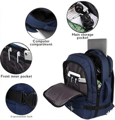 Wesley Luxur 45 Ltrs Overnighter Expandable Travel Laptop Backpack, Flight Cabin Approved Carry On with 16 inch Laptop Compartment, Anti Theft feature business/Travel/Weekender/college Charcoal Black