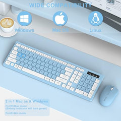 Wireless Keyboard and Mouse Combo, Full-Sized Wireless Keyboard and Adjustable DPI Mouse, 2.4GHz USB Receiver, Keyboard and Mouse for PC, Windows, Desktop, Laptop (Orange-B)