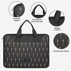 Tabelito Laptop Sleeve Bag 13" to 15.6 inch for Women Jute and Vegan Leather Office Everyday Handbags
